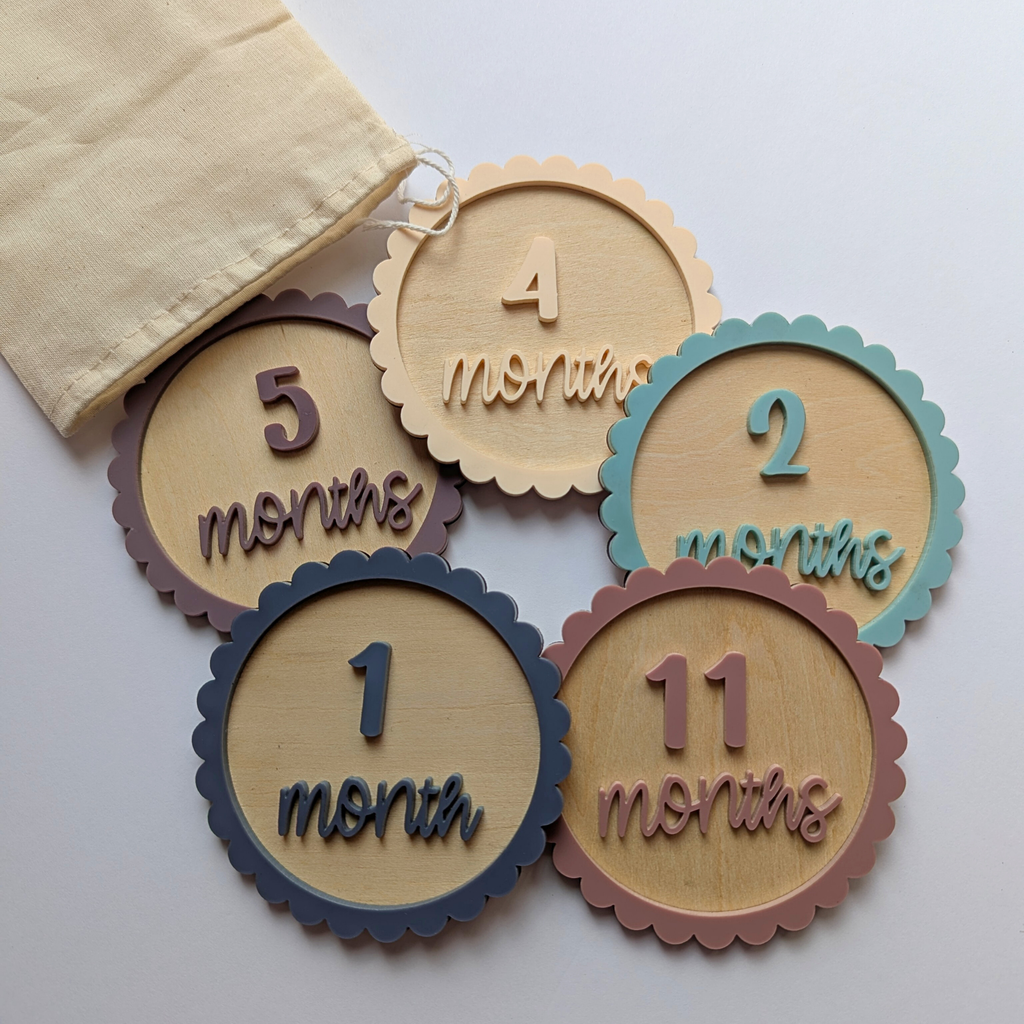 Personalized Baby Milestone Discs — 3 Discs For 12 Months