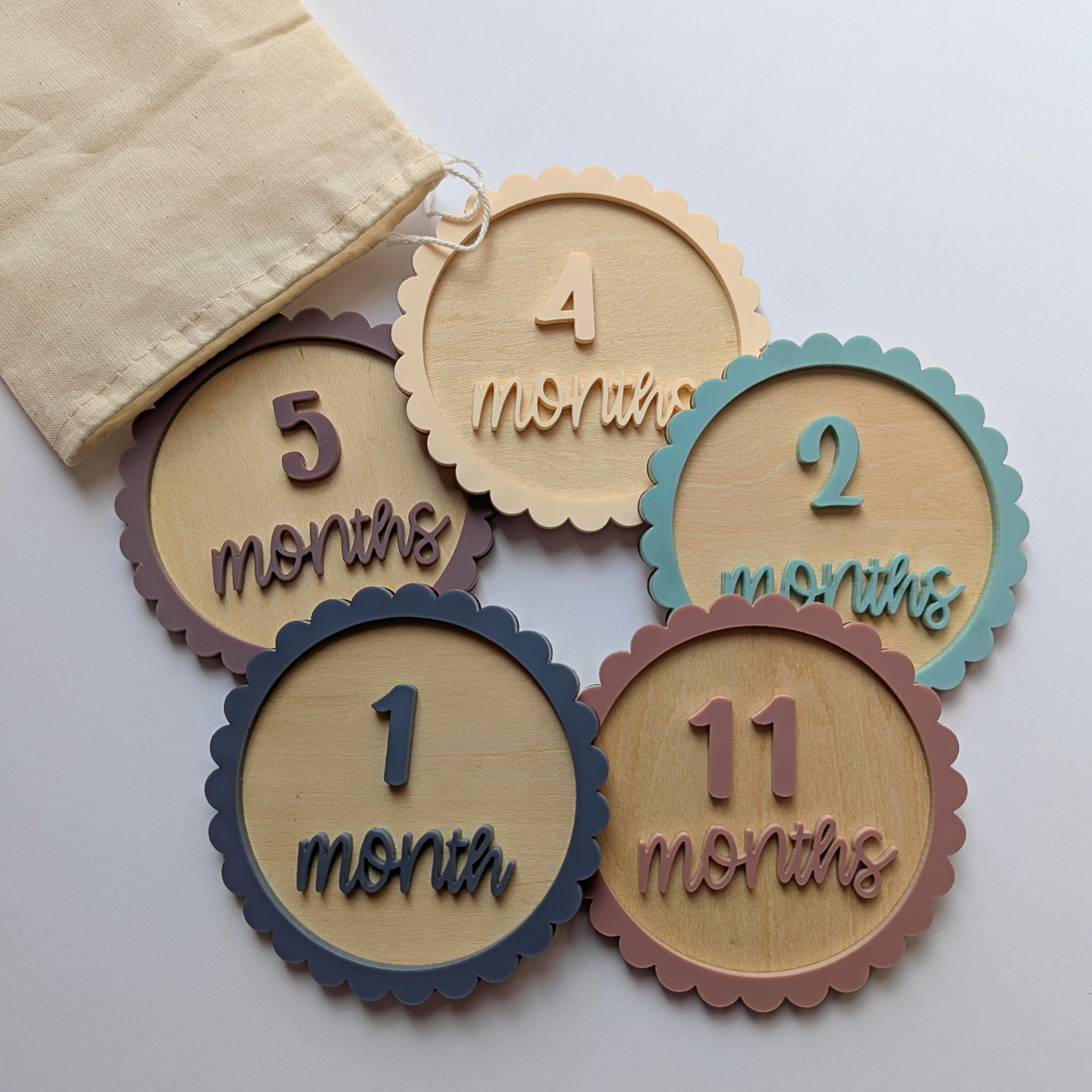 Personalized Baby Milestone Discs — 3 Discs For 12 Months